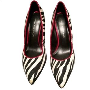 Dana Buchman Black/ White/ Red Linen Zebra Print